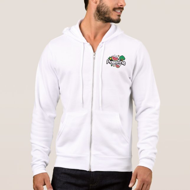 Pull À Capuche Parole palestinienne mignonne entourée de pastèque (Devant)