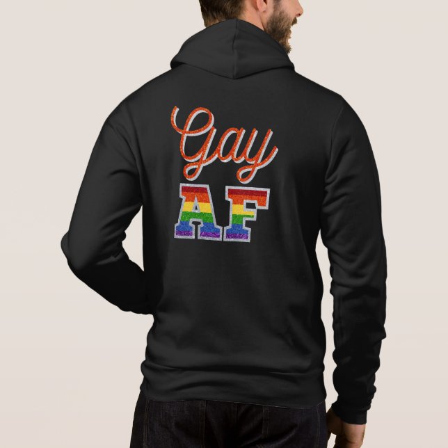 Pull À Capuche Parties scintillant arc-en-ciel orange Gay AF (Dos)