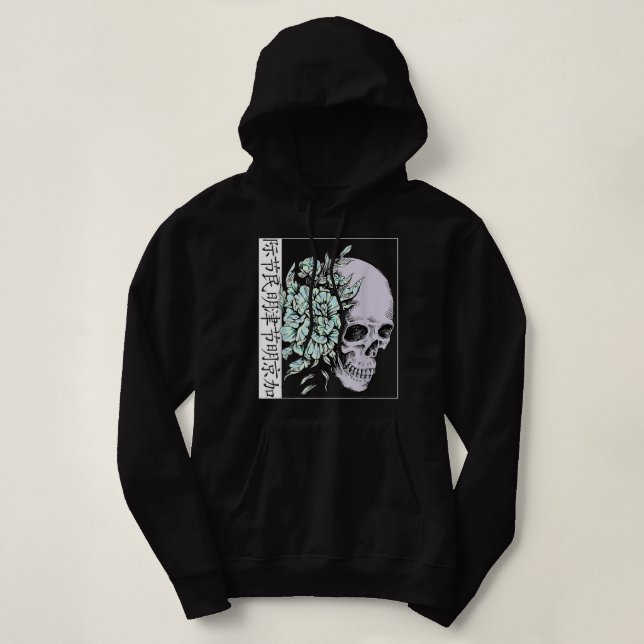 Pull À Capuche Pastel Flower I Skull I Aesthetic Art I Japanese A (Design devant)