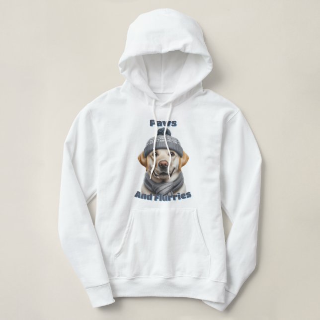 Pull À Capuche Pâtes et Flurries - Design Chien d'hiver (Design devant)
