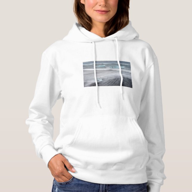 Pull À Capuche Paysage marin agité avec de la glace, Islande (Devant)