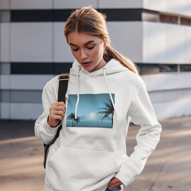 Pull À Capuche Paysage Tropical de Nuit (Créateur téléchargé)