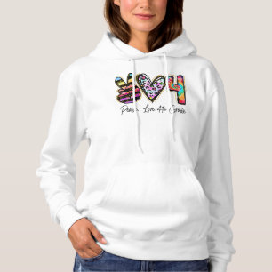 Pull À Capuche Peace Love 4e année Enseignante Équipe 4e année
