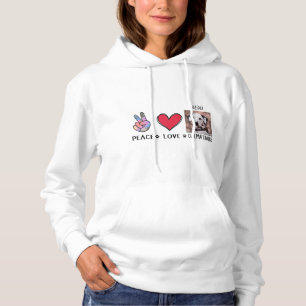 Pull À Capuche Peace Love Dalmatiens Amoureux de les chiens
