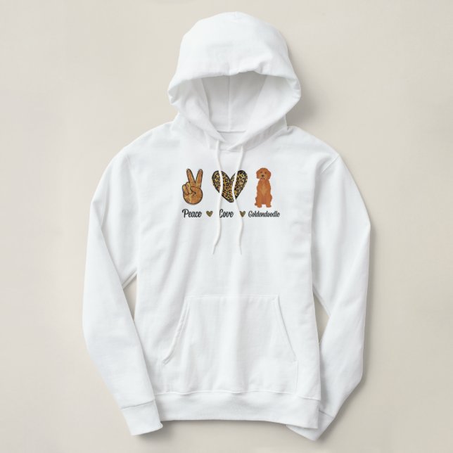 Pull À Capuche Peace Love Goldendoodle Leopard Lover Animaux de c (Design devant)