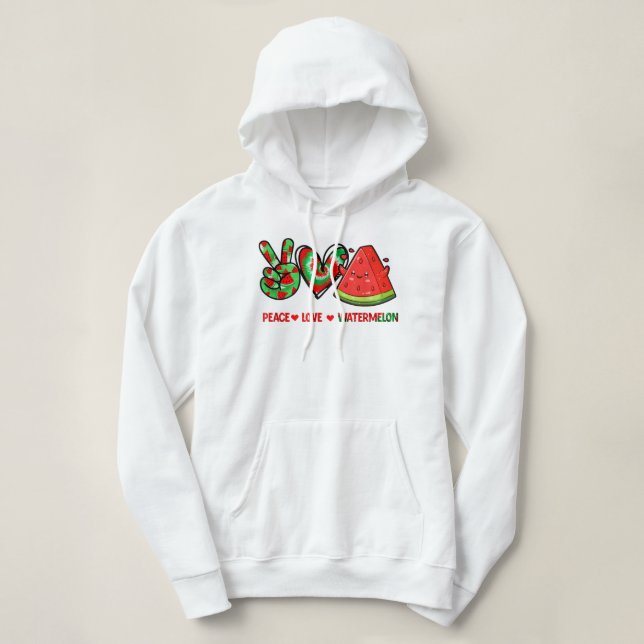 Pull À Capuche Peace Love Watermelon peace love pastèque day me (Design devant)