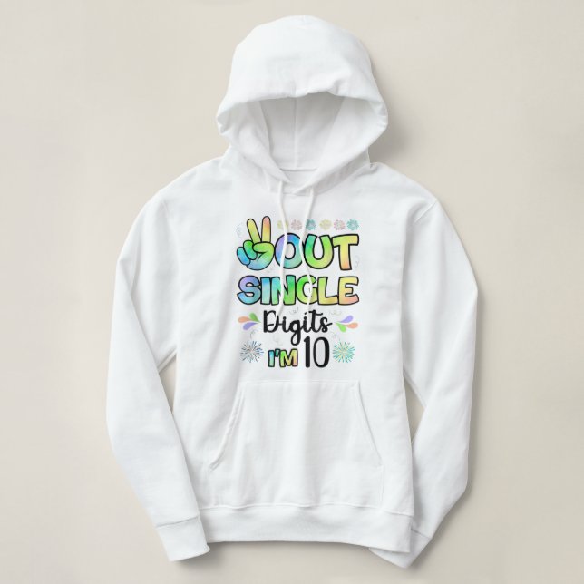 Pull À Capuche Peace Out Chiffres simples Je suis 10 enfants (Design devant)