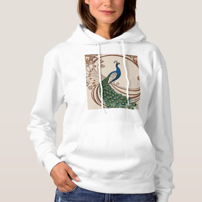 Pull À Capuche Peacock gracieux : Art Nouveau Vector Art (Devant)