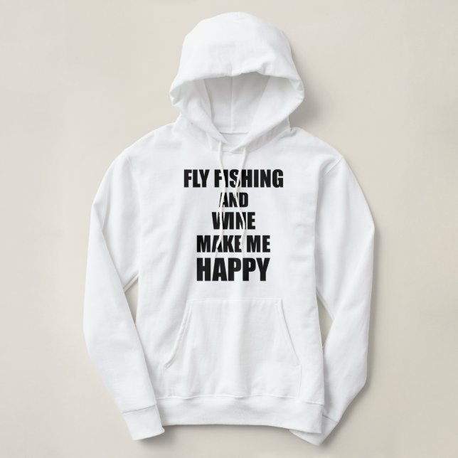 Pull À Capuche Pêche À Voler Et Vin Me Rendre Heureux Drôle Idée  (Design devant)