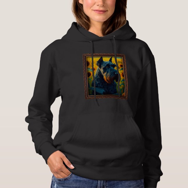 Pull À Capuche Peinture de tournesol géant Schnauzer maman femmes (Devant)