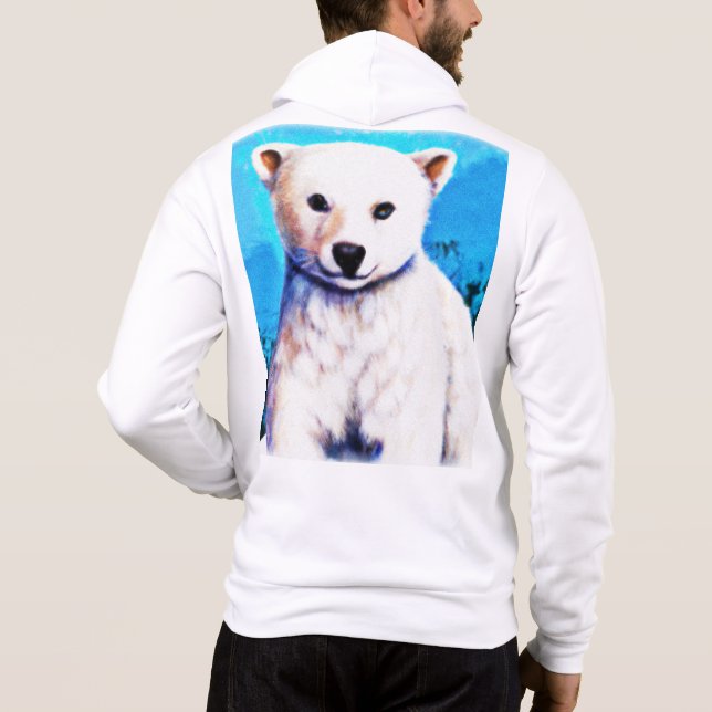 Pull À Capuche Peinture étonnante d'un petit ours polaire. Comman (Dos)