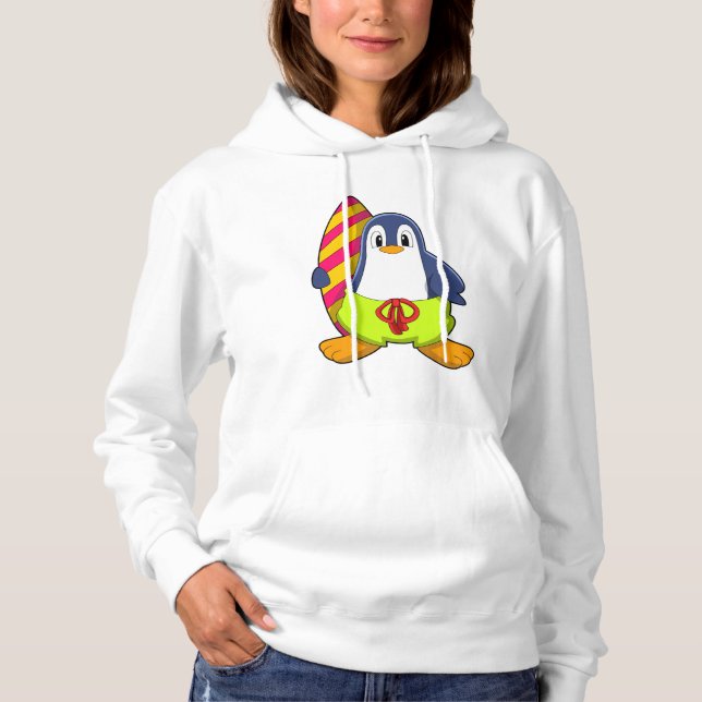 Pull À Capuche Penguin comme surfer avec Surfer (Devant)