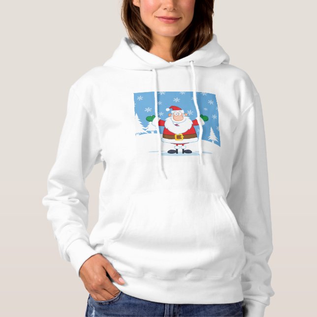 Pull À Capuche Père Noël dans une scène hivernale enneigée (Devant)