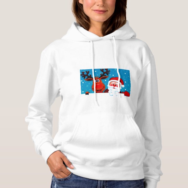 Pull À Capuche Père Noël et rennes (Devant)