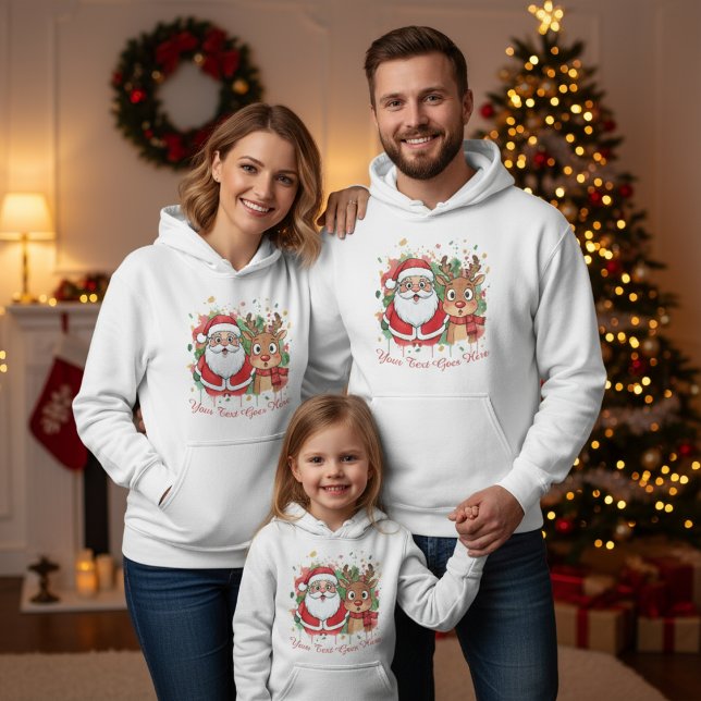 Pull À Capuche Père Noël et rennes de Noël personnalisables (Créateur téléchargé)