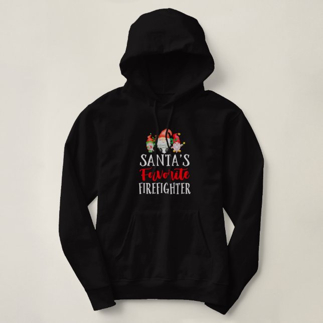 Pull À Capuche Père Noël Favori Firefighter Noël Drôle Gnome (Design devant)
