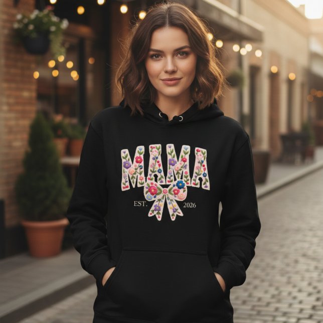 Pull À Capuche Perle Florale Maman Varsity Élégant Féminin (Créateur téléchargé)