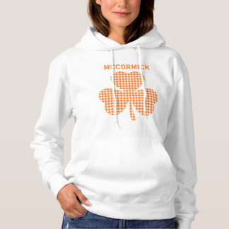 Pull À Capuche Personalized Pumpkin Orange Shamrock Gingham Plaid