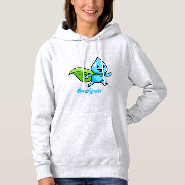 Pull À Capuche Personnage de goutte d'eau de style de vie vert (Devant)