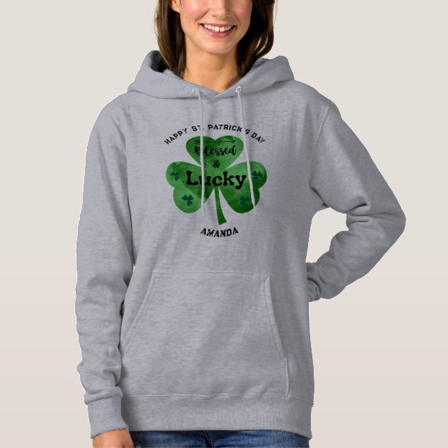 Pull À Capuche Personnalisable Happy St. Patrick's Day Sweatshirt (Devant)