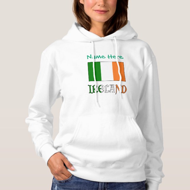 Pull À Capuche Personnalisation Irlande Drapeau Irlandais Vert  (Devant)
