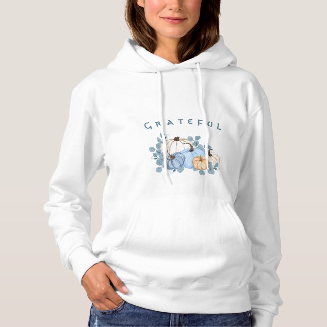 Pull À Capuche Personnalisé Grateful Thanksgiving Citrouille (Devant)