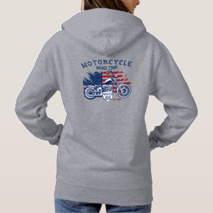 Pull À Capuche Personnaliser Circuit Moto Route 66 Drapeau USA