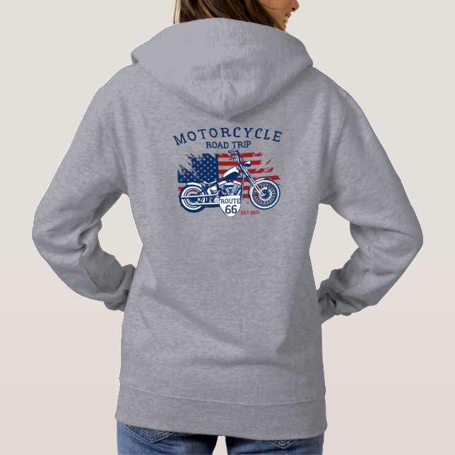 Pull À Capuche Personnaliser Circuit Moto Route 66 Drapeau USA  (Dos)