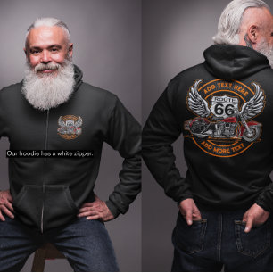 Pull À Capuche Personnaliser Moto Vintage Route 66 Ailes Design
