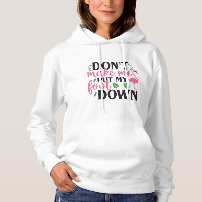 Pull À Capuche Personnaliser Typographie blanche Flamant rose ros (Devant)