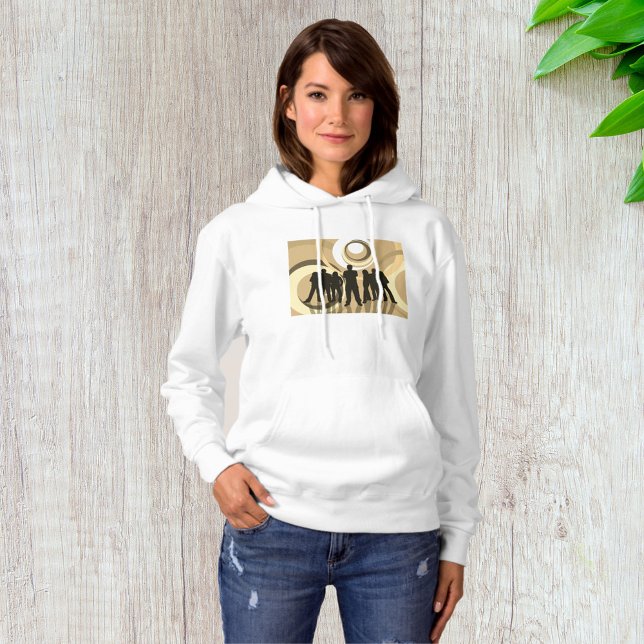 Pull À Capuche Personnes en silhouette rétro avec des cercles abs (Créateur téléchargé)