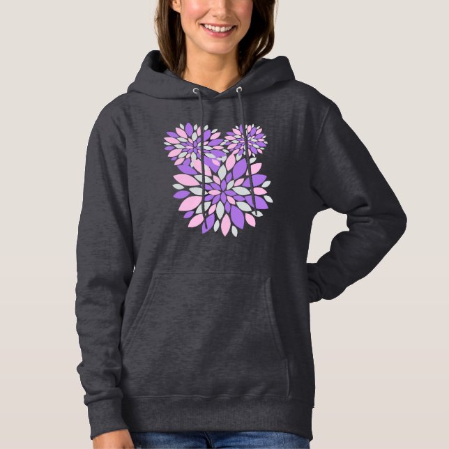 Pull À Capuche Pétales Magiques Fleurs violettes (Devant)