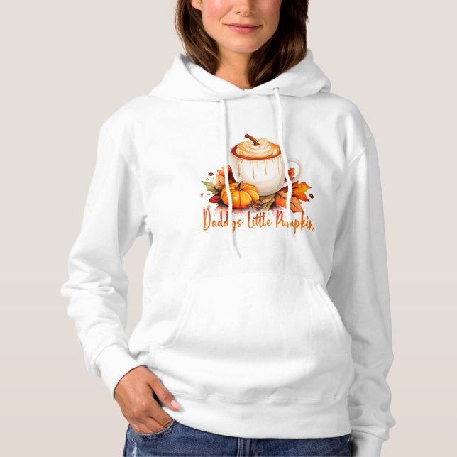 Pull À Capuche Petit Citrouille de papa Café d'automne et Feuille (Devant)