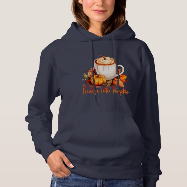 Pull À Capuche Petit Citrouille de papa Café d'automne et Feuille (Devant)