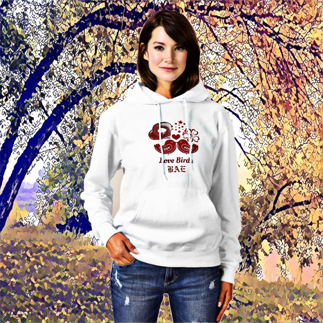 Pull À Capuche Petite amie Inséparables BAE Sweetheart Classic (For Her Love Birds Hearts BAE Personalized Hoodie)