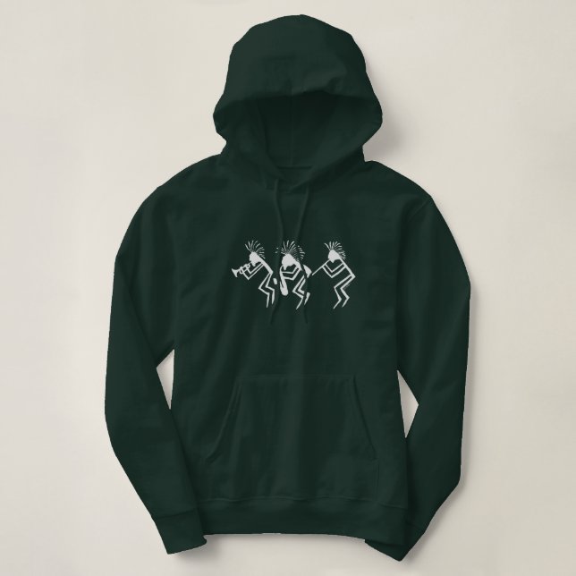 Pull À Capuche Petroglyphe Kokopelli Horn and Flute Player (Design devant)