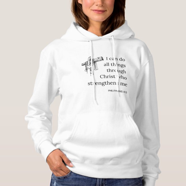 Pull À Capuche Philippiens 4:13 Bible Scripture KJV Citation Femm (Devant)