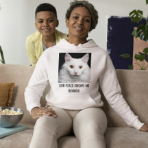 Photo de chat blanc personnalisée sur sweatshirt g