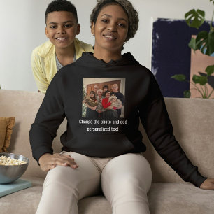 Pull À Capuche Photo de famille de chat noir et blanc personnalis