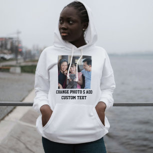 Pull À Capuche Photo de famille personnalisée chat noir et blanc