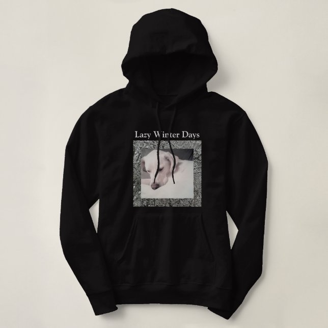 Pull À Capuche Photo d'un chien blanc mignon ayant un jour d'hive (Design devant)