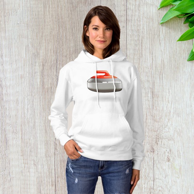 Pull À Capuche Pierre de curling rouge Sports d'hiver (Créateur téléchargé)