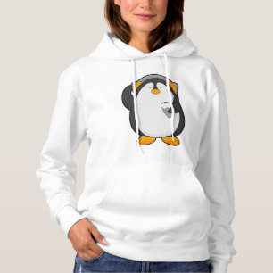 Pull À Capuche Pingouin et téléphone mobile avec casque