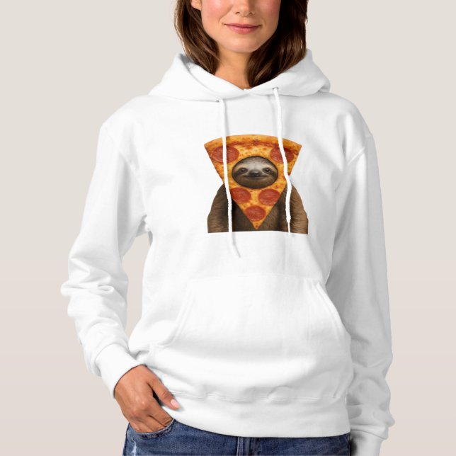 Pull À Capuche Pizza de paresse drôle étrange blague mème mignon  (Devant)