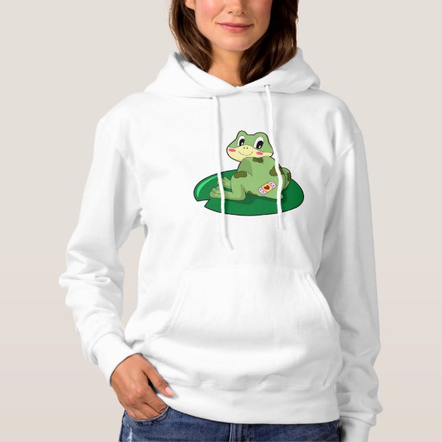 Pull À Capuche Plâtre Coeur Feuille de grenouille (Devant)
