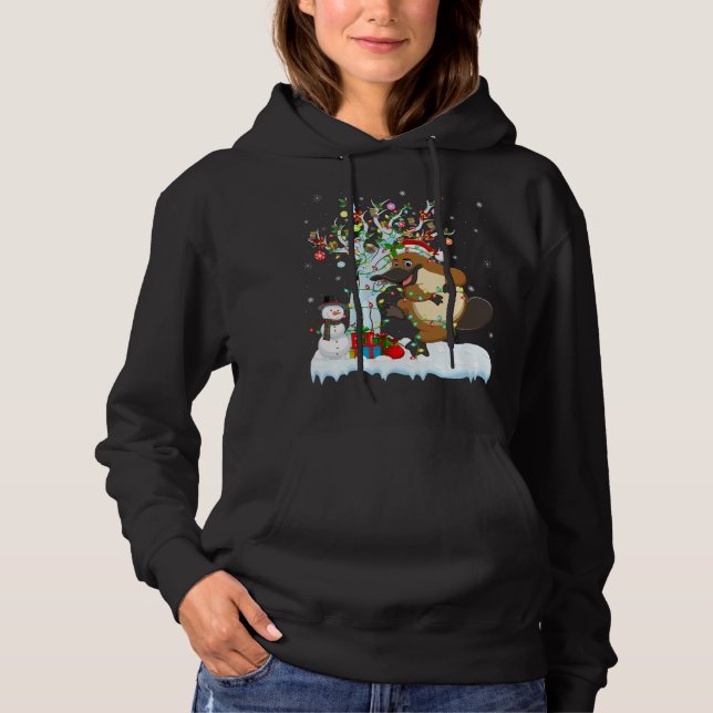 Pull À Capuche Platypus Xmas Lumière Arbre Santa Hat Platypus Chr (Devant)
