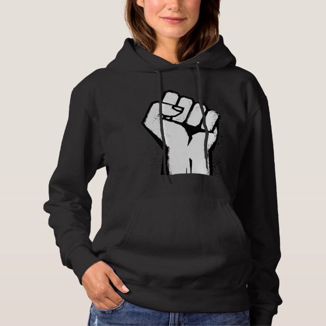 Pull À Capuche Poing de protestation blanc (Devant)
