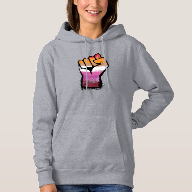 Pull À Capuche Poing de protestation lesbienne (Devant)