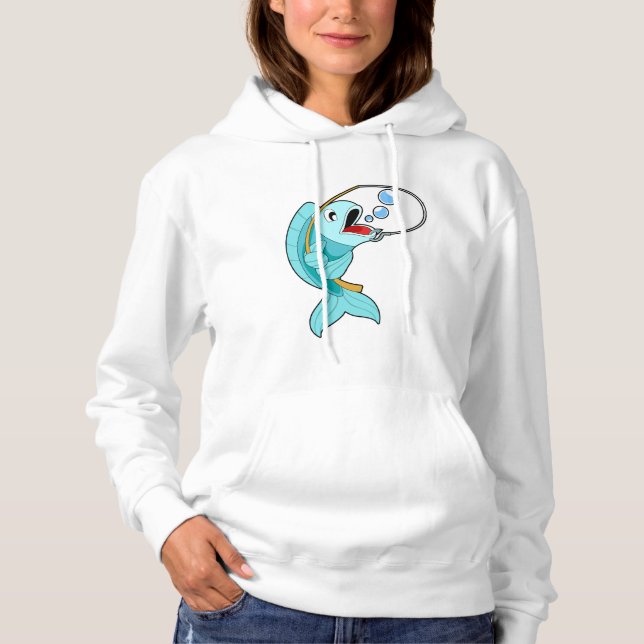 Pull À Capuche Poisson avec canne à pêche (Devant)