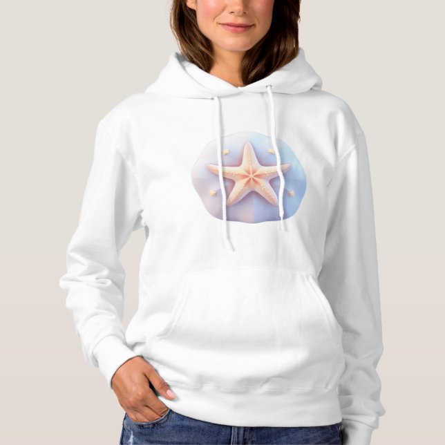Pull À Capuche Poisson étoilé sur une pierre en forme unique (Devant)